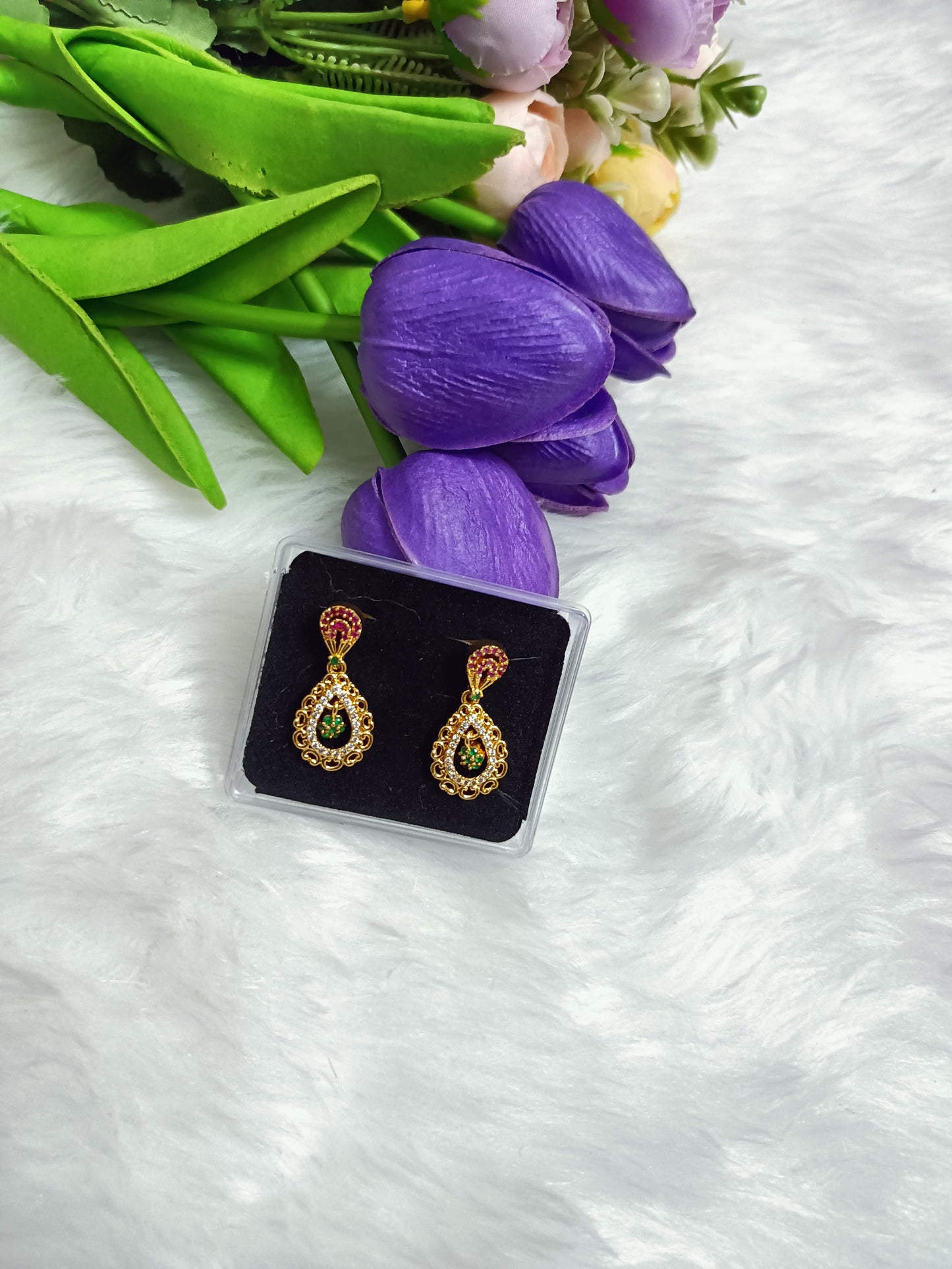 Beautiful Ruby Stone Gold earrings