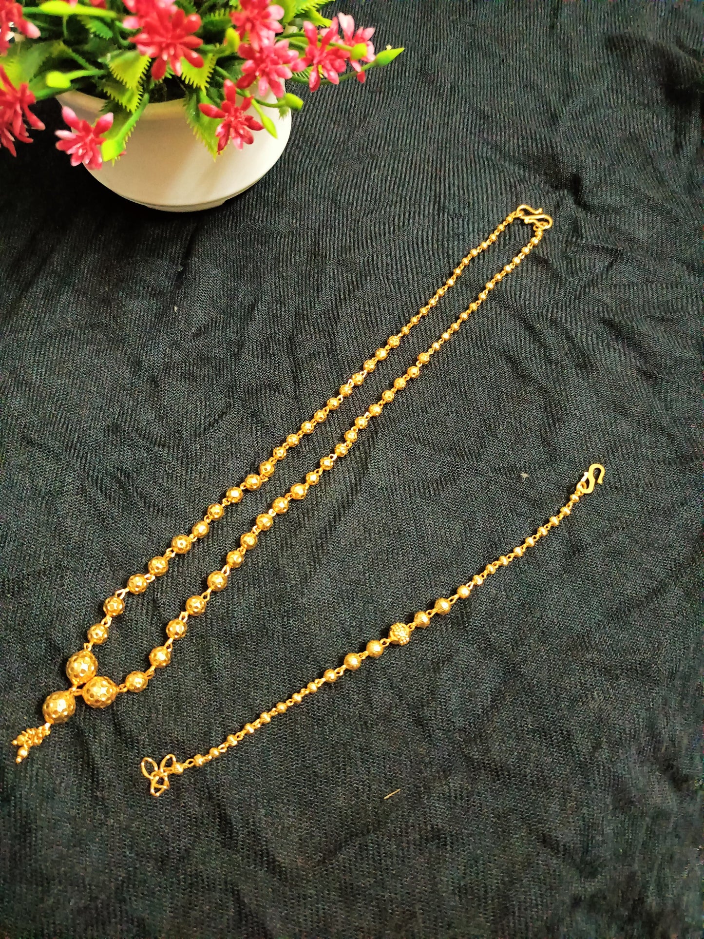 Ball Short Chain and Ball Chain Bracelet